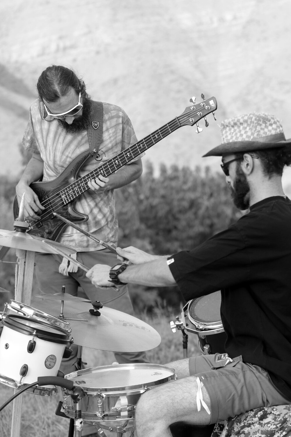 Musicians performing together outdoors